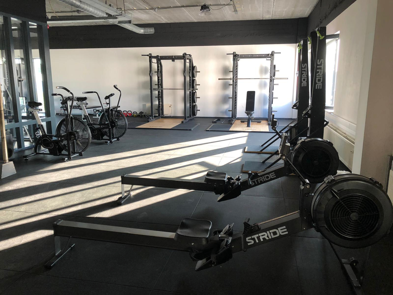 Cycling and rowing machine in gym