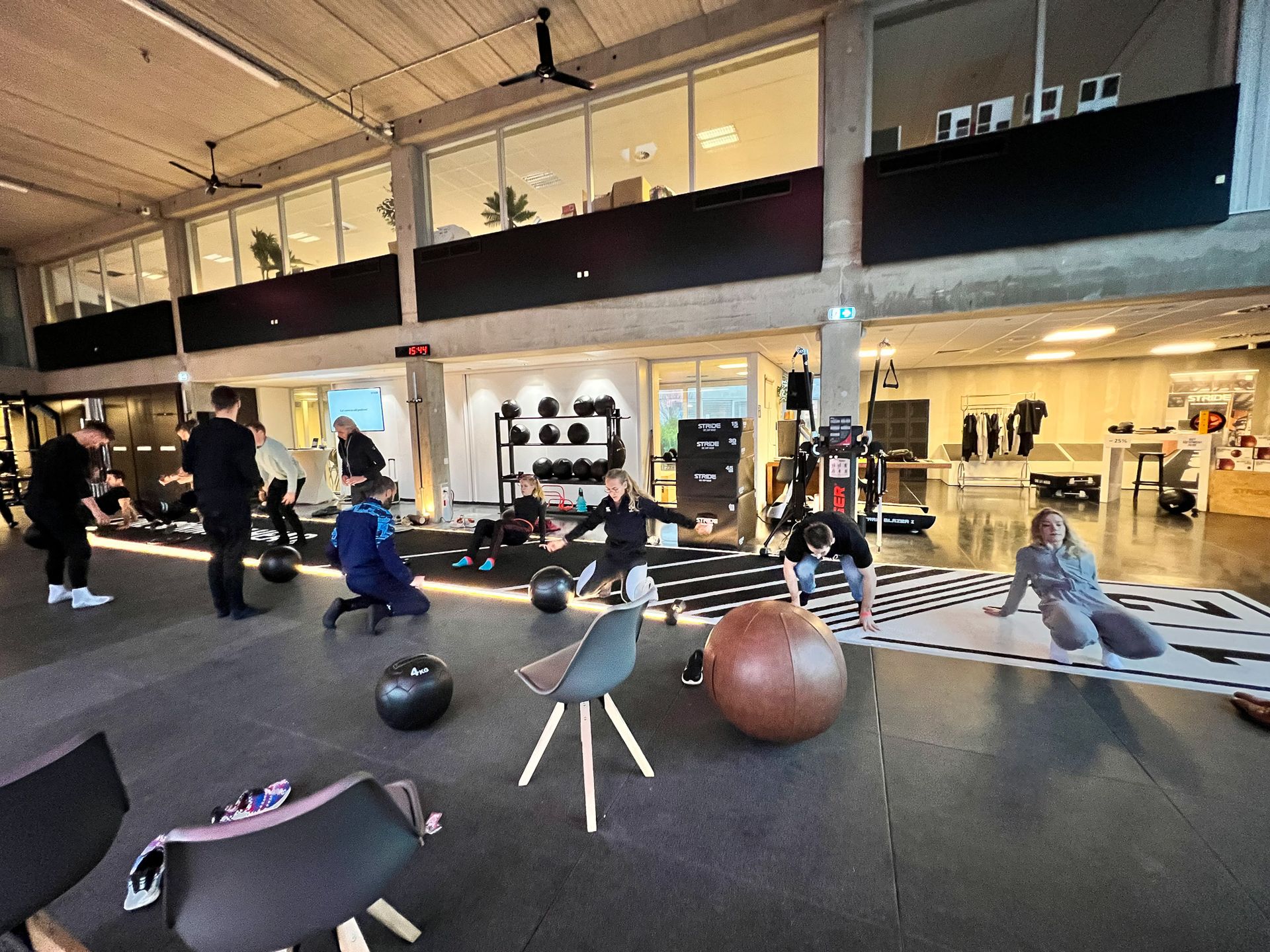 Gym member doing warmup exercise