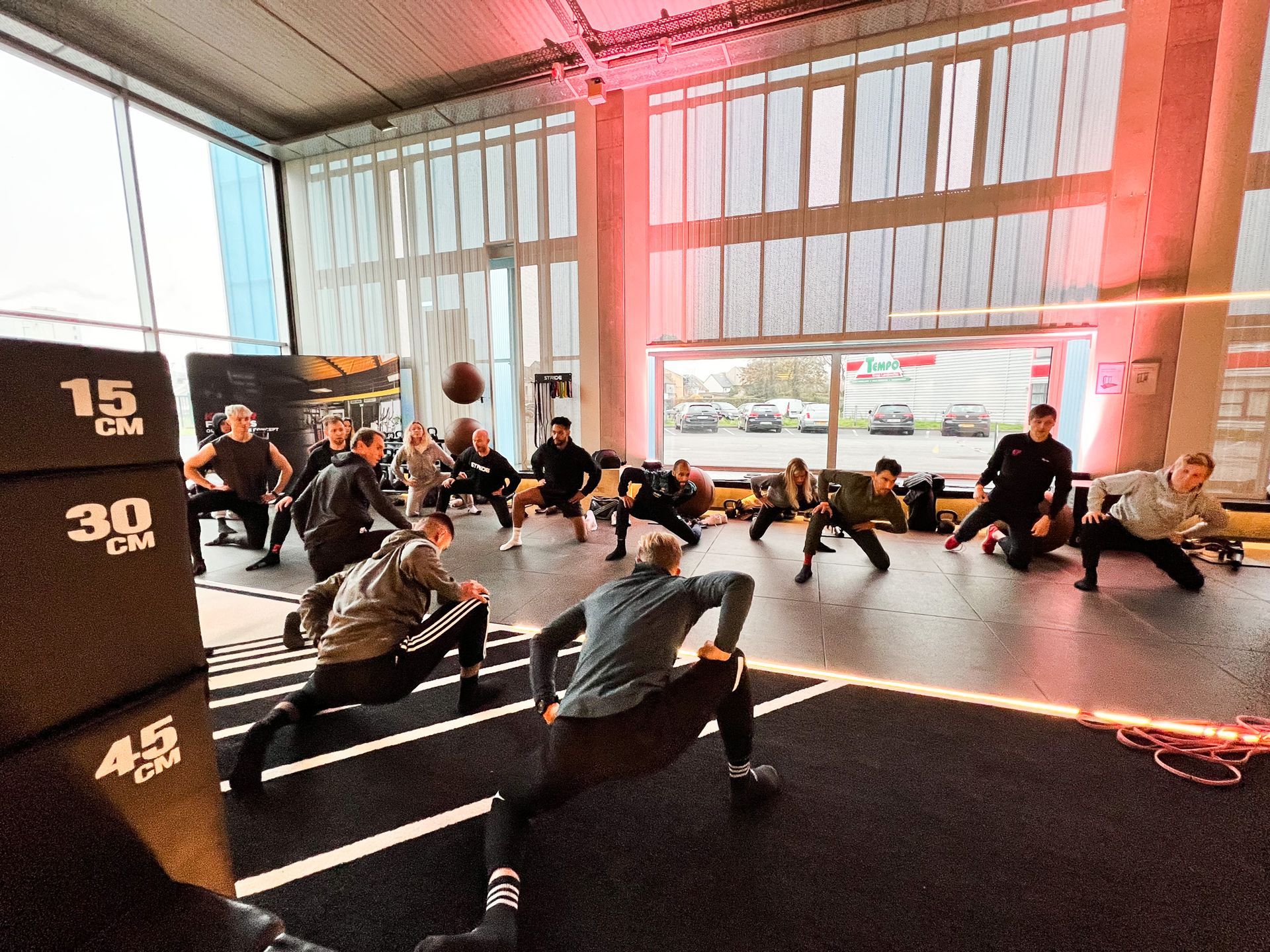 Gym member doing leg exercise