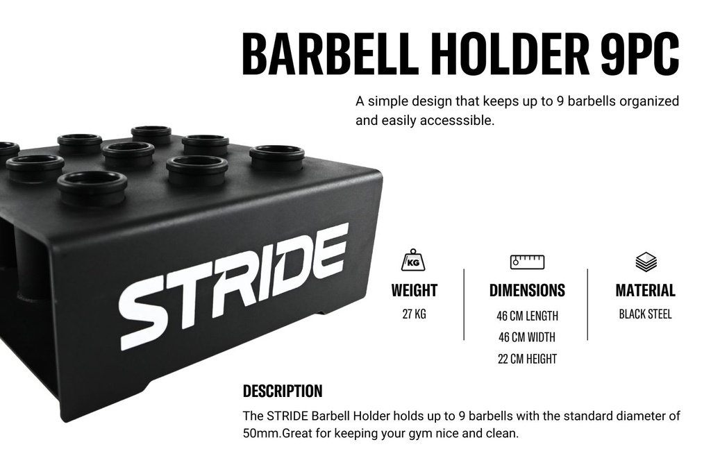 STRIDE Barbell Holder Vertical II (for 9pcs)