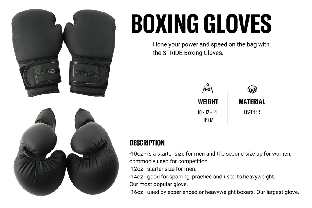 STRIDE Boxing gloves (pair; 10oz)