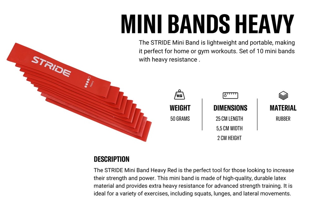 STRIDE Mini Band heavy (RED) set of 10