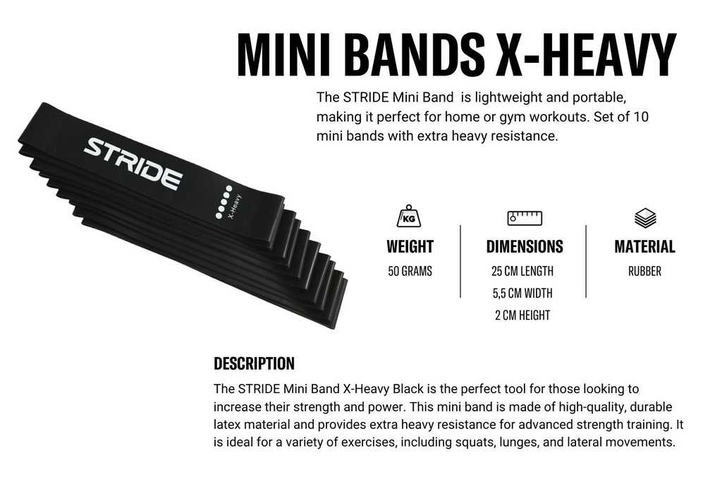 STRIDE Mini Band extra heavy (BLACK) set of 10