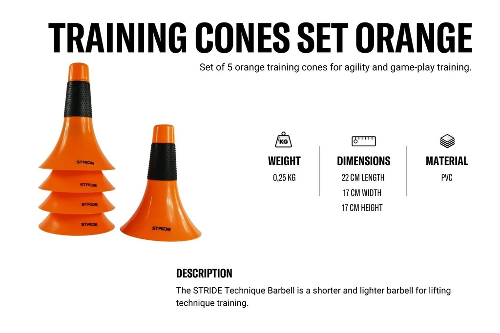 STRIDE Training Cone Orange (5pcs)