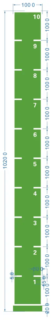 STRIDE Standard Track with numbers: Green 1m x 10m