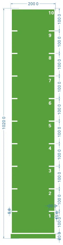 STRIDE Standard Track with numbers: Green 2m x 10m