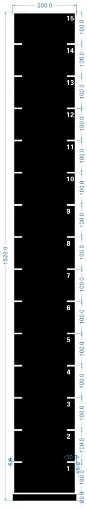 STRIDE Standard Track with numbers: Black 2m x 15m