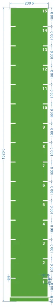 STRIDE Standard Track with numbers: Green 2m x 15m