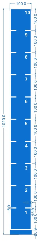 STRIDE Standard Track with numbers: Blue 1m x 10m