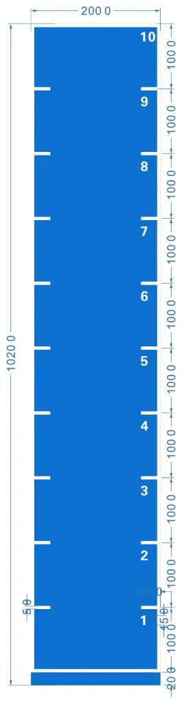 STRIDE Standard Track with numbers: Blue 2m x 10m