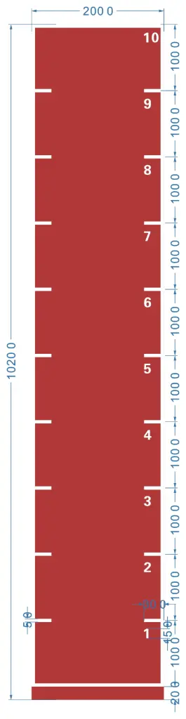 STRIDE Standard Track with numbers: Red 2m x 10m