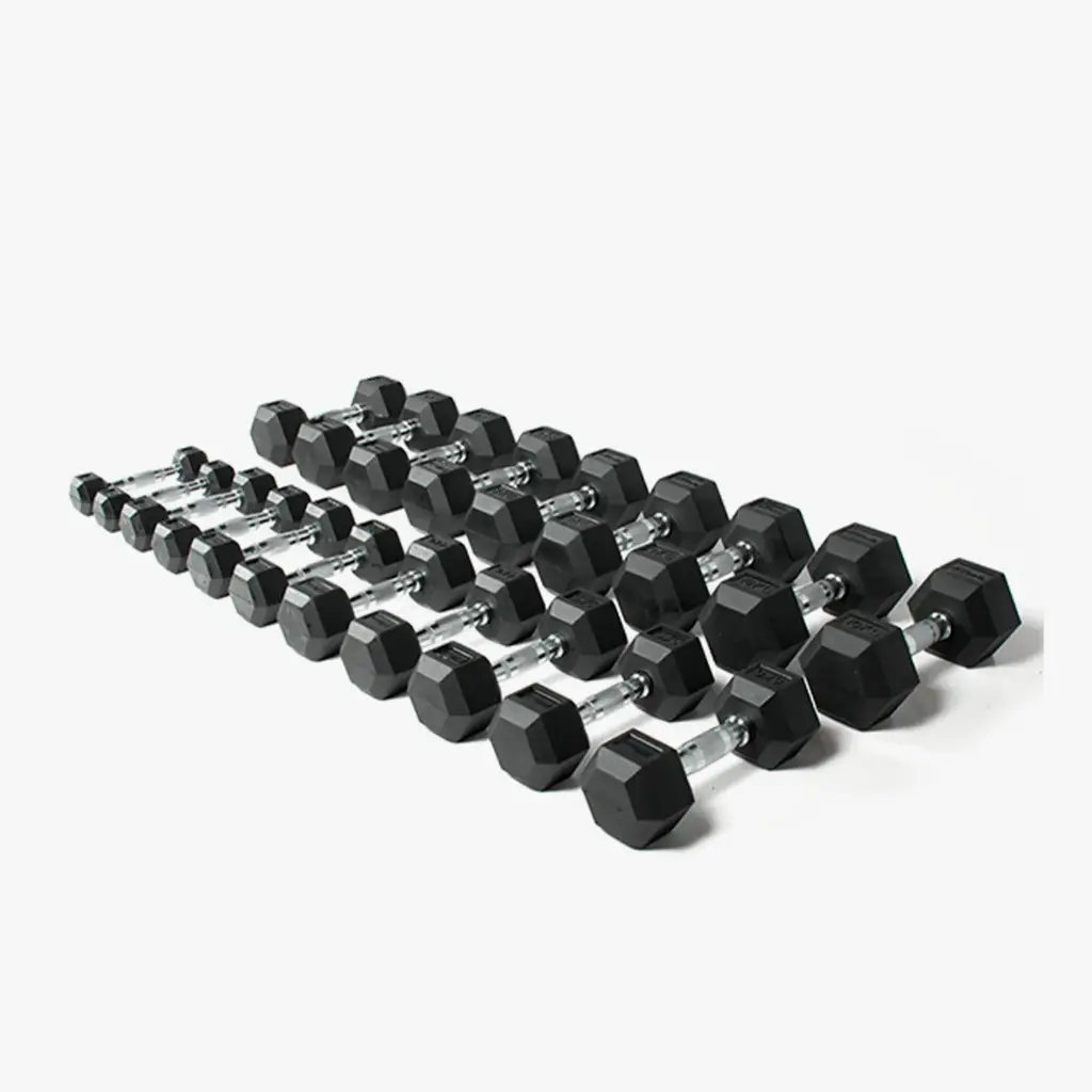 STRIDE Molded Hex Rubber Dumbbell SET 1 (set of 10 pairs; 1kg-10kg)