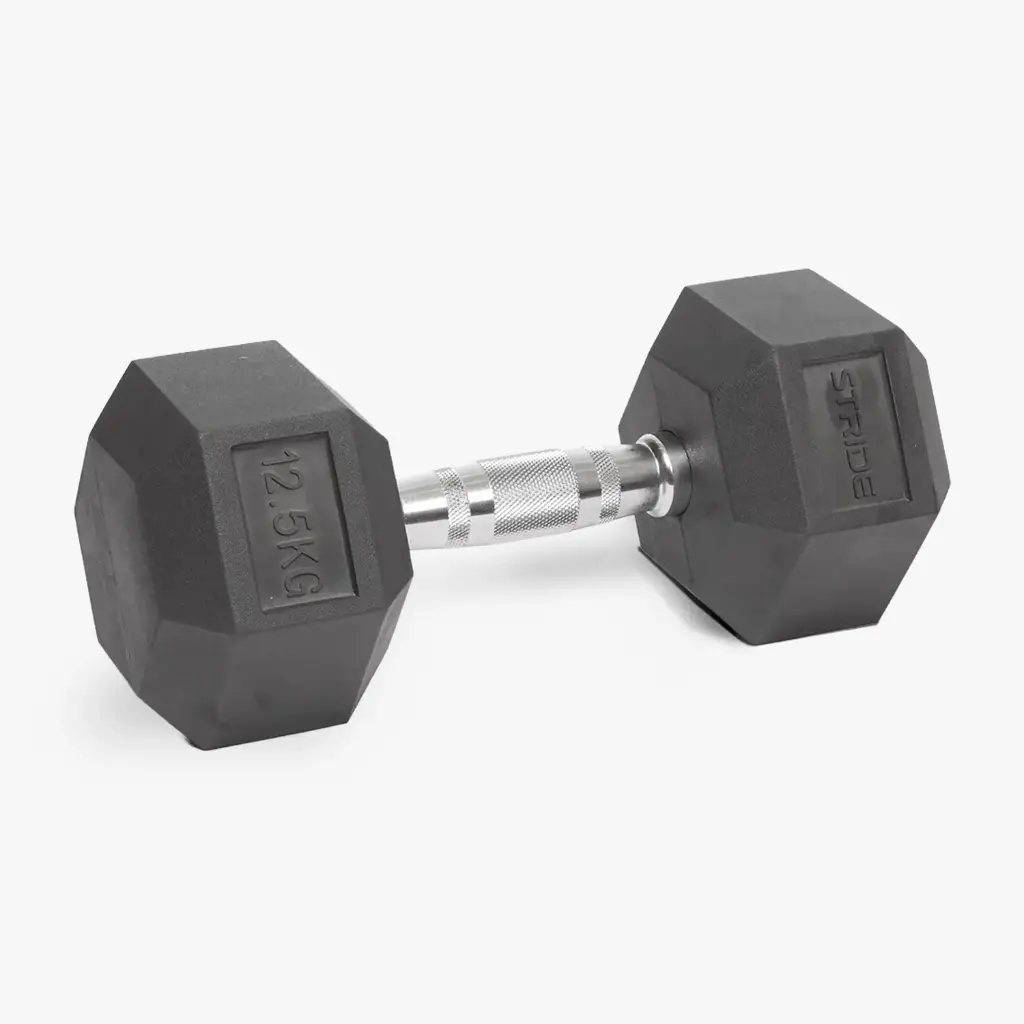 STRIDE Molded Hex Rubber Dumbbell (single; 12,5kg)