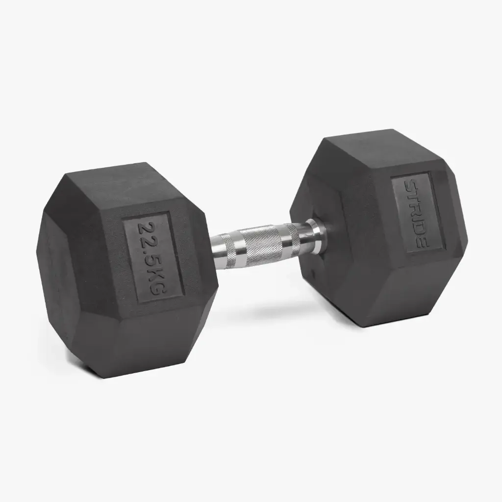 STRIDE Molded Hex Rubber Dumbbell (single; 22,5kg)