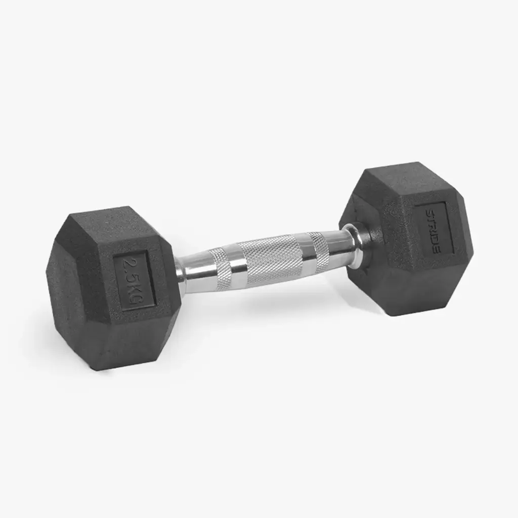 STRIDE Molded Hex Rubber Dumbbell (single; 2,5kg)