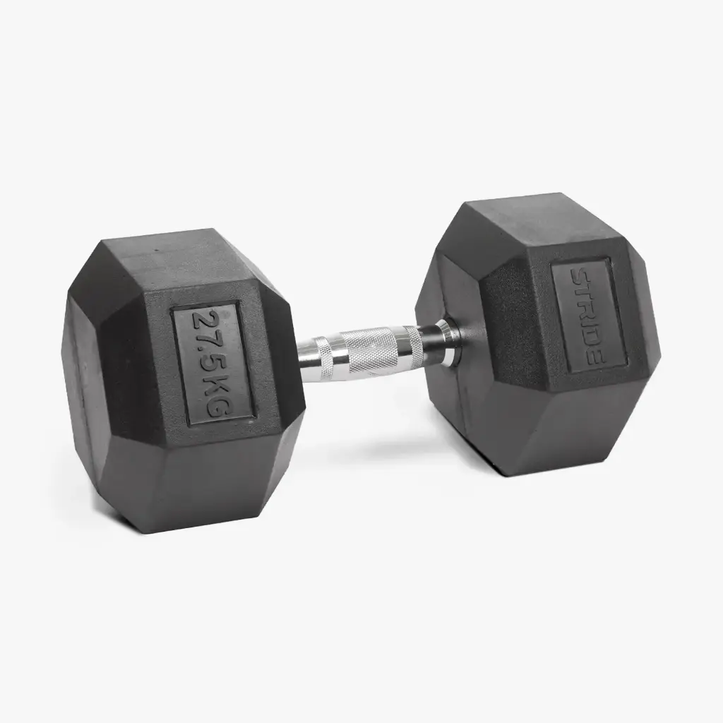 STRIDE 27,5kg Hex Rubber Dumbbell (single)