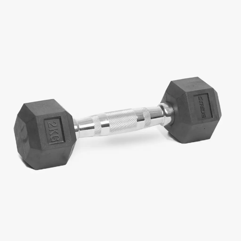 STRIDE 5kg Hex Rubber Dumbbell (single)