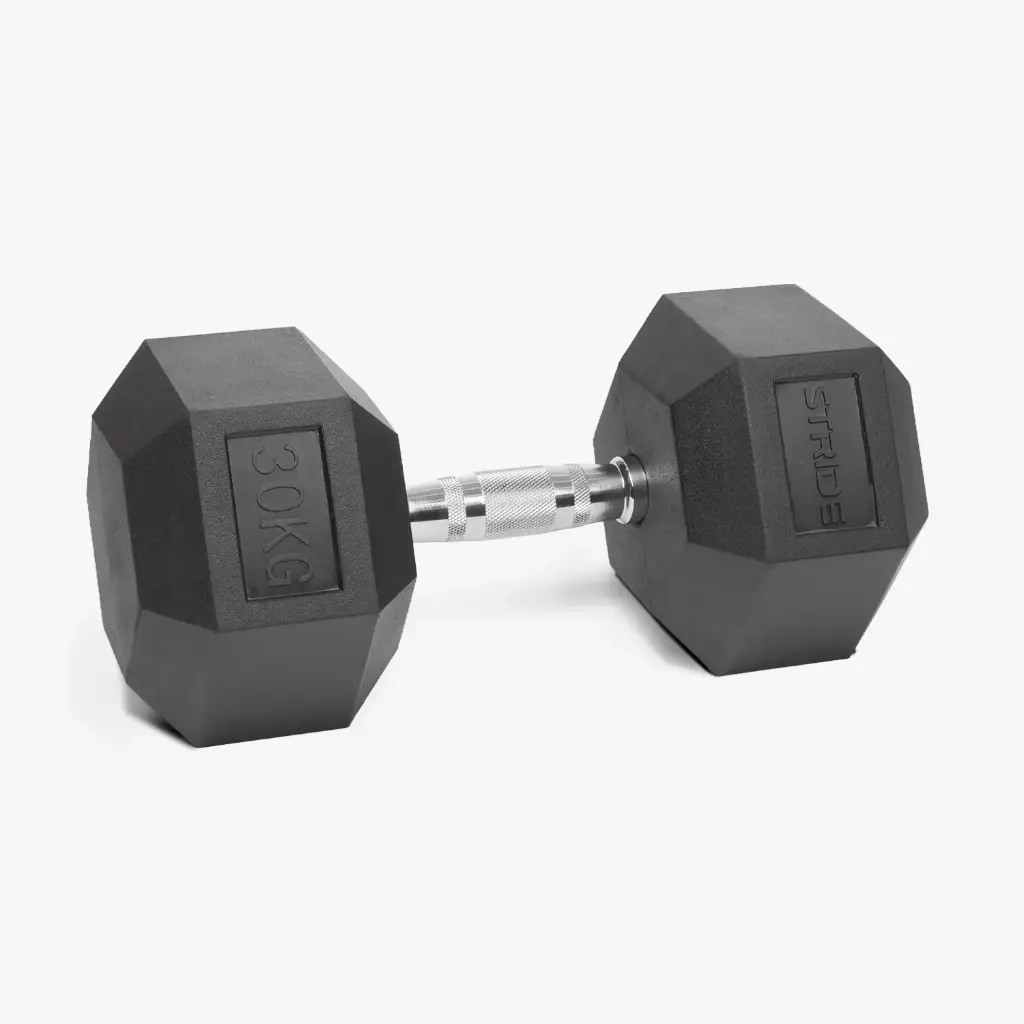 STRIDE 30kg Hex Rubber Dumbbell (single)