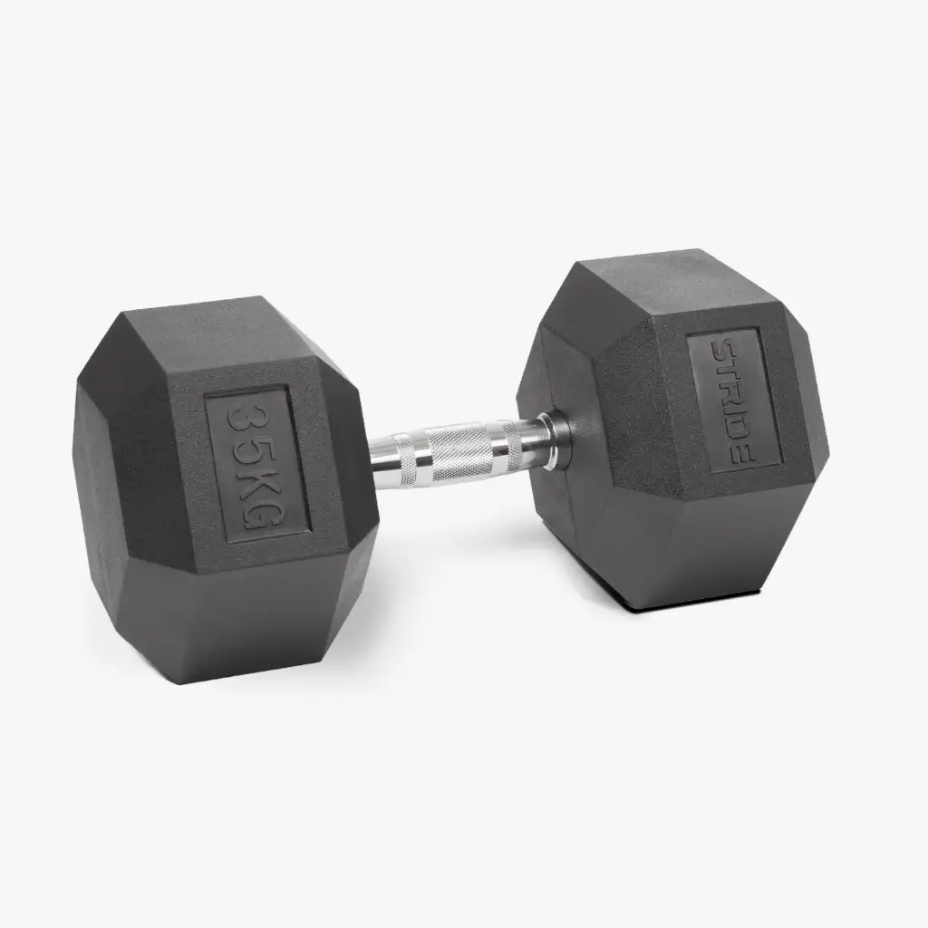 STRIDE 35kg Hex Rubber Dumbbell (single)