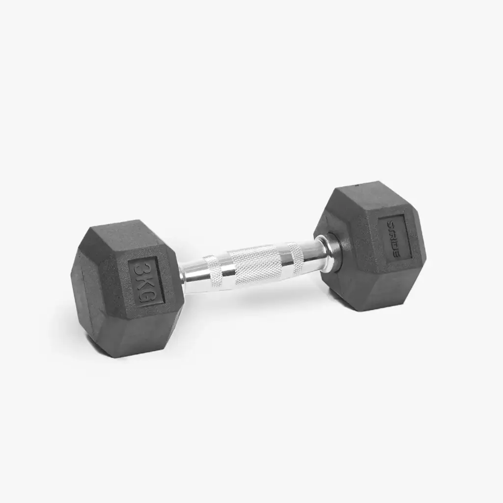 STRIDE Molded Hex Rubber Dumbbell (single; 3kg)