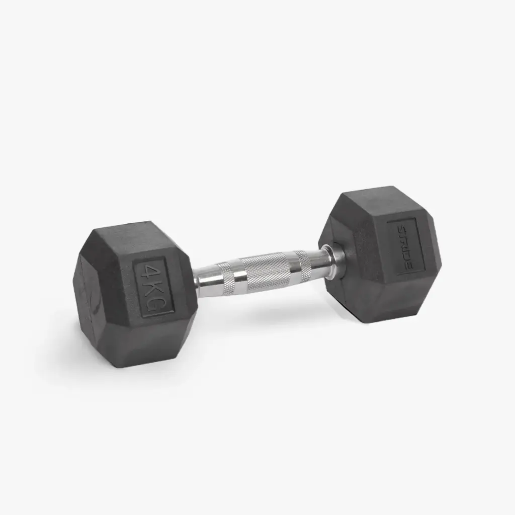 STRIDE Molded Hex Rubber Dumbbell (single; 4kg)