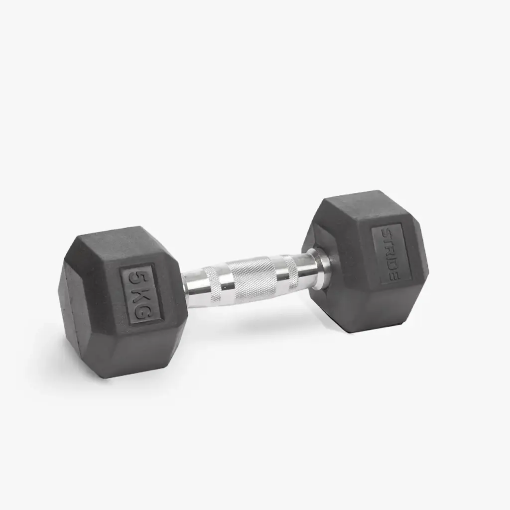 STRIDE 5kg Hex Rubber Dumbbell (single)