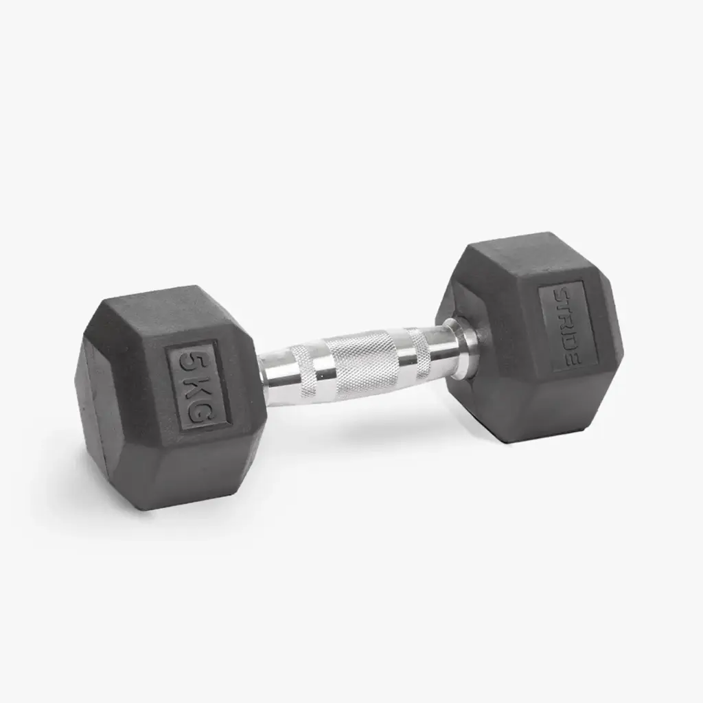 STRIDE Molded Hex Rubber Dumbbell (single; 5kg)