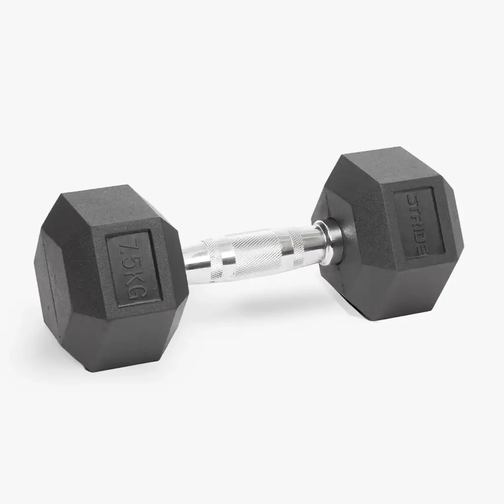 STRIDE Molded Hex Rubber Dumbbell (single; 7,5kg)
