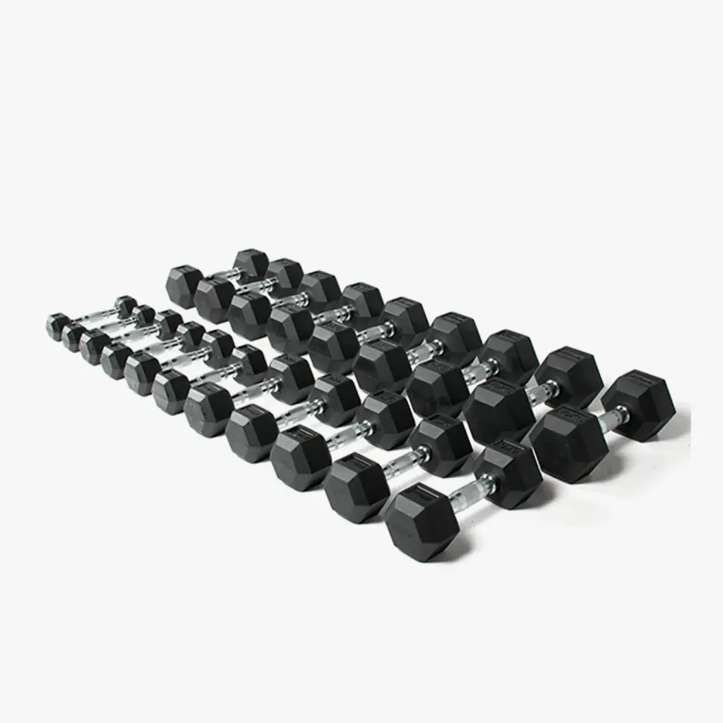 STRIDE Molded Hex Rubber Dumbbell SET 4 (set of 16 pairs; 2,5kg-40kg)