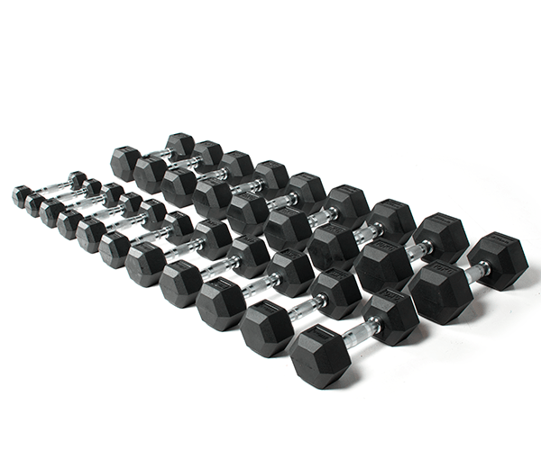 STRIDE Molded Hex Rubber Dumbbell SET 5 (set of 5 pairs; 10kg-20kg)