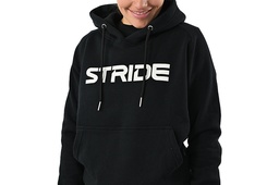 STRIDE Black hoodie | Chest print white (WOMEN)