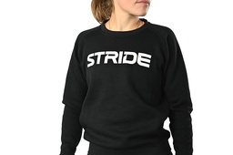 STRIDE Black sweater | Chest print white (WOMEN)