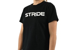 STRIDE Black T-shirt | Chest print white (WOMEN)