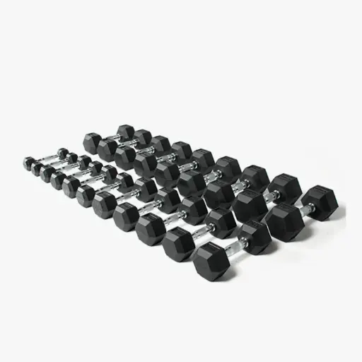 STRIDE Molded Hex Rubber Dumbbell SET 2 (set of 8 pairs; 2,5kg-20kg)