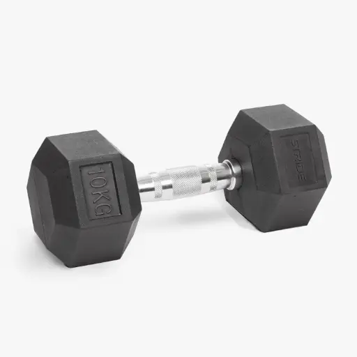 STRIDE Molded Hex Rubber Dumbbell (single; 10kg)