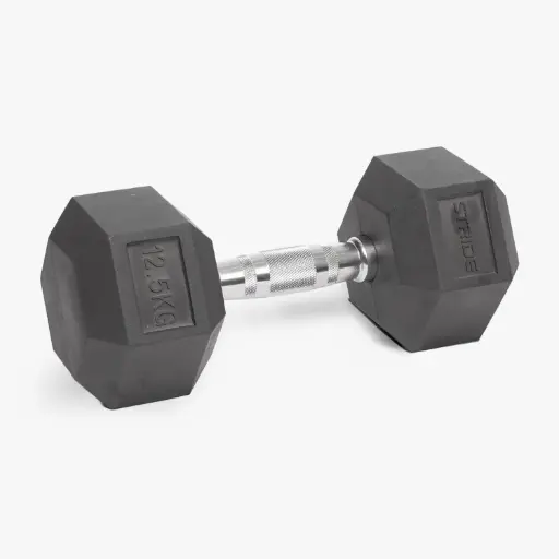 STRIDE Molded Hex Rubber Dumbbell (single; 12,5kg)