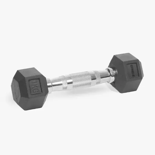 STRIDE Molded Hex Rubber Dumbbell (single; 1kg)