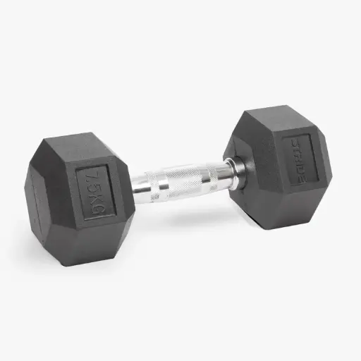 STRIDE Molded Hex Rubber Dumbbell (single; 7,5kg)