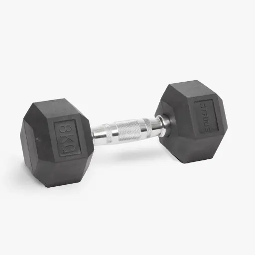 STRIDE Molded Hex Rubber Dumbbell (single; 8kg)