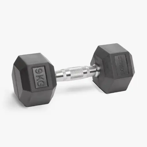 STRIDE Molded Hex Rubber Dumbbell (single; 9kg)