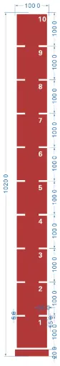 STRIDE Standard Track with numbers: Red 1m x 10m