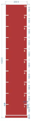 STRIDE Standard Track with numbers: Red 2m x 10m